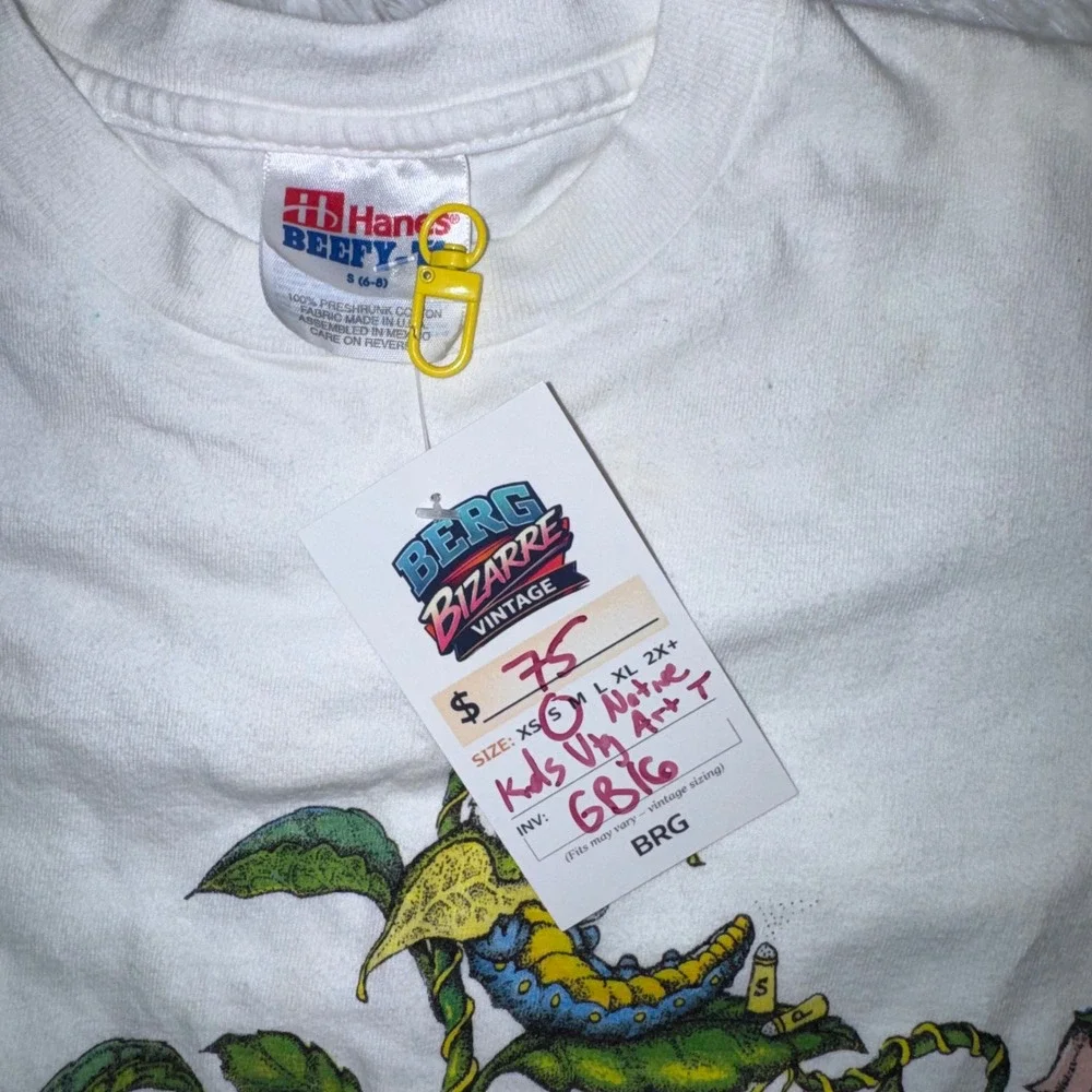 Hanes T-Shirt Kids S White Excellent 1991 William J Hill Nature Graphic Vintage